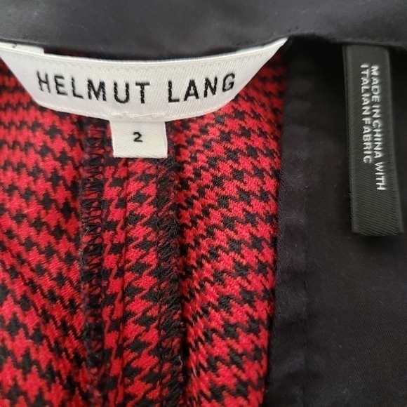 Helmut Lang Red & Black Houndstooth Flare Crop Pants - Picture 9 of 12